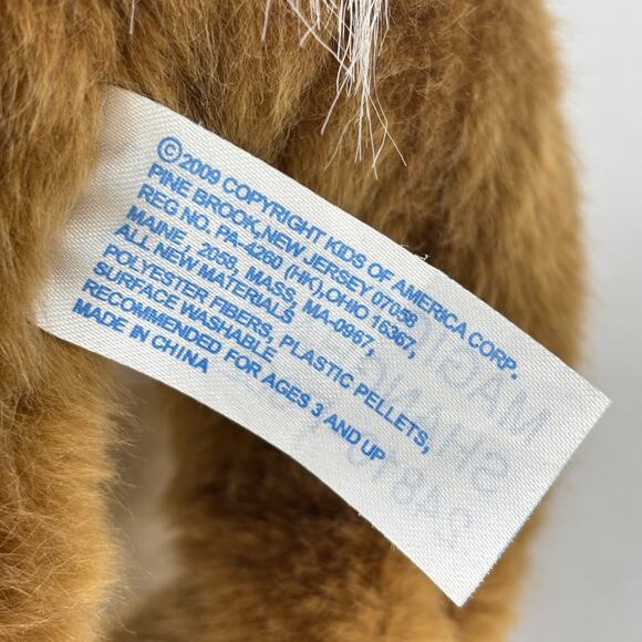 Kids of America Bunny Plush Brown White Crouching Rabbit Satin Bow 10 Inch - Picture 7 of 8